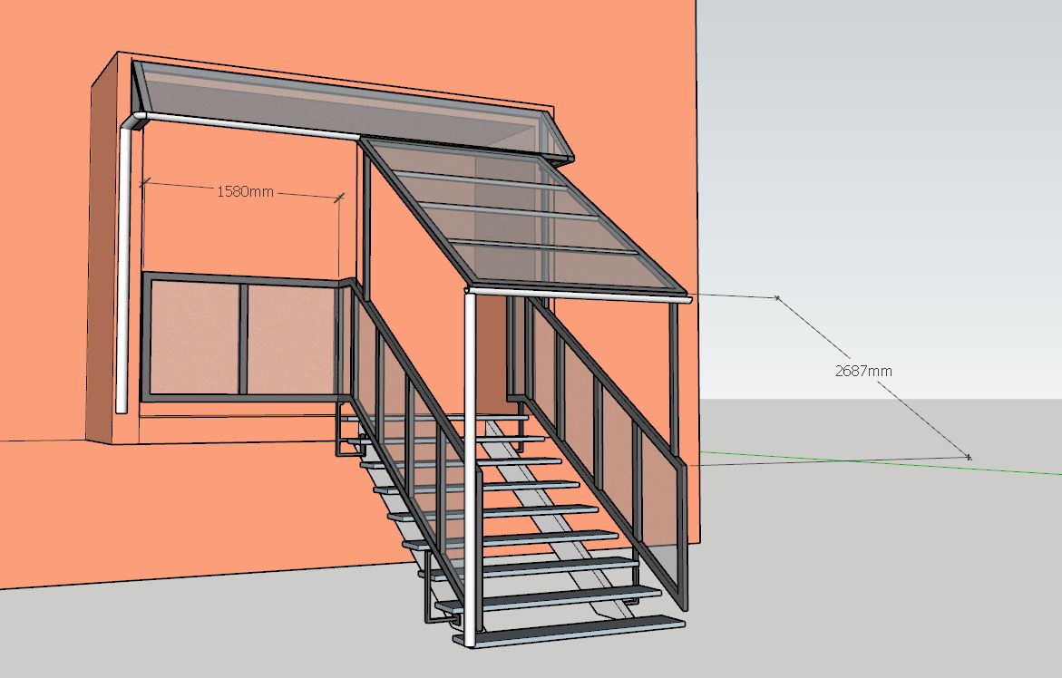 Zastřešení ze schodištěm