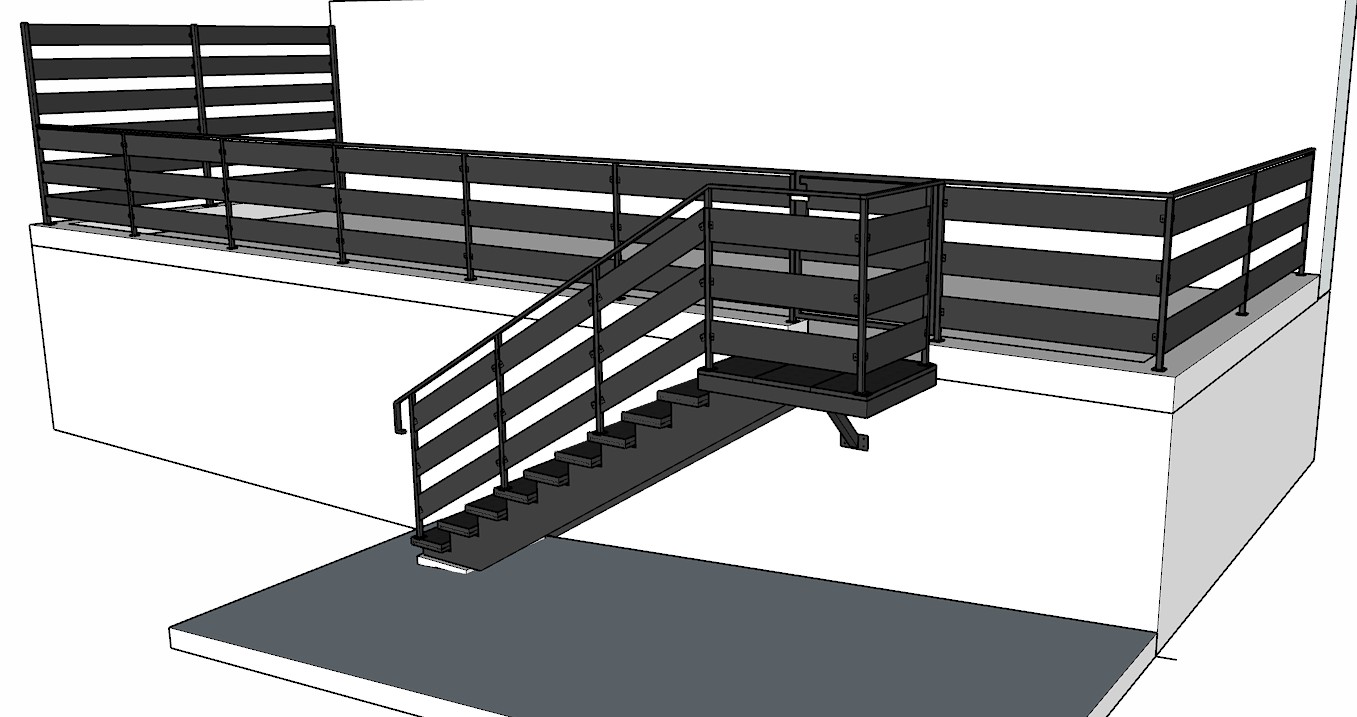 Zábradlí a schodiště na terasu